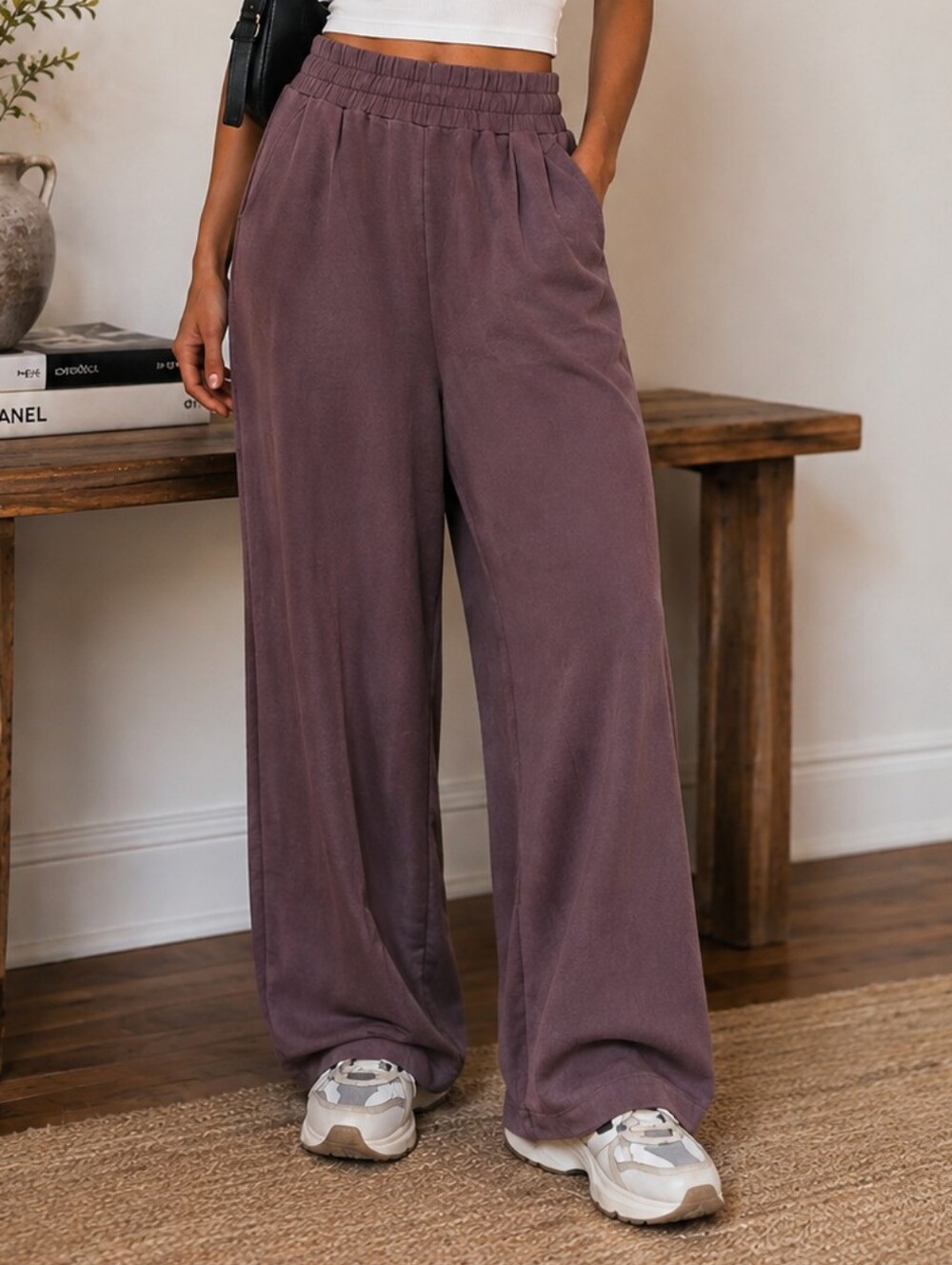 NWT High Rise Wide Leg Sweatpants Wild Fable Lounge Pants Mauve Purple 90s XS